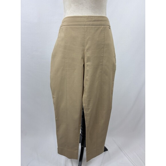 Tory Burch Callie Khaki Pants Tan Camel Size 8 Skinny Stretch Flat Front Pull On - Picture 2 of 12